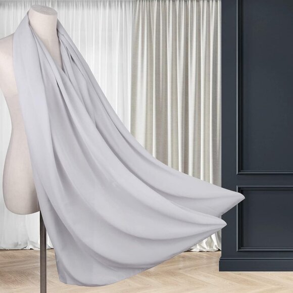 Women Silver Grey Elegant Soft Sheer Chiffon Stole Bride Wedding Shawls and Wrap - Picture 3 of 7